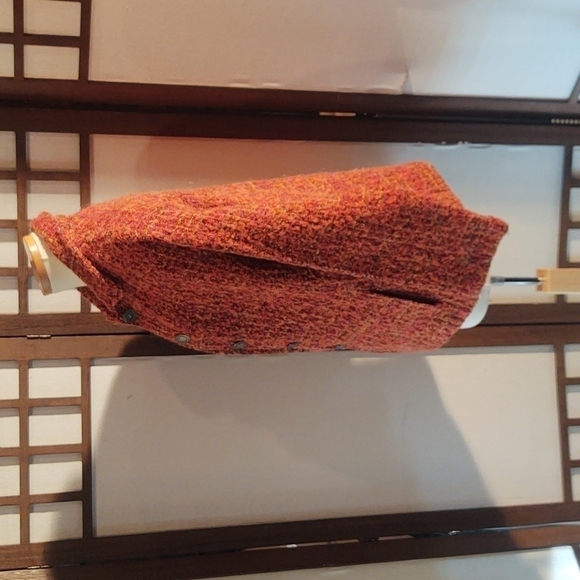 Chico's Lightweight Burt Orange Tweed Knit Cardigan Jacket Sz 1 - Picture 5 of 8